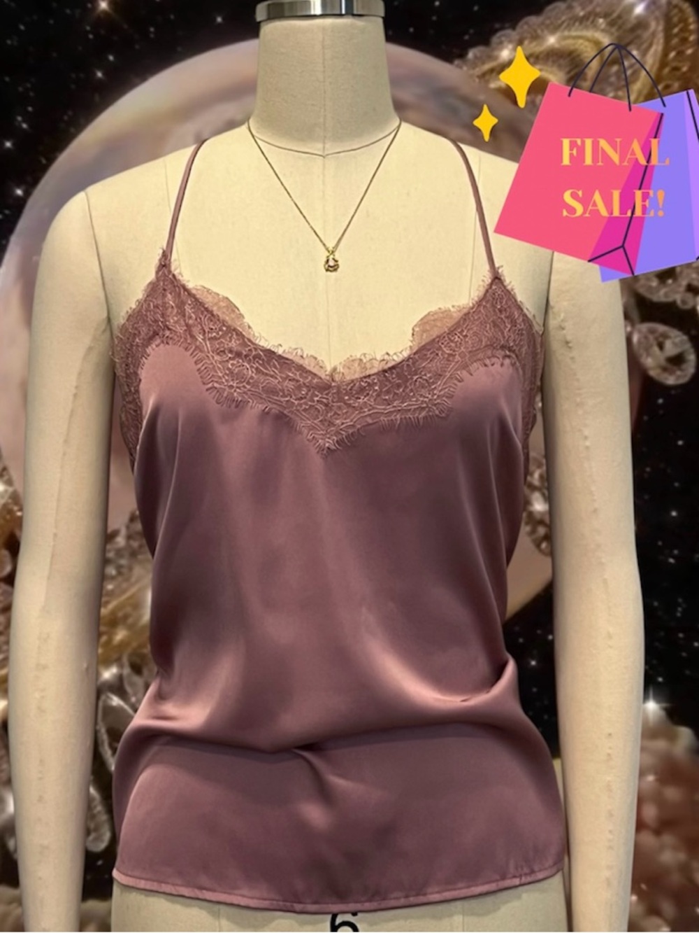 Forever21 Satin Cami Lace Top